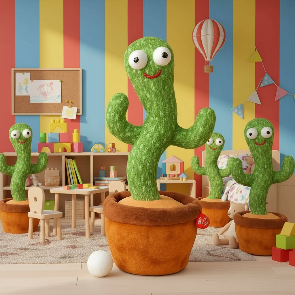 Cactus bailarines y juguetes interactivos parlantes